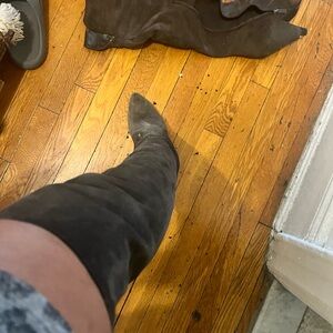 Dark grey Suede Over-the-Knee Boots